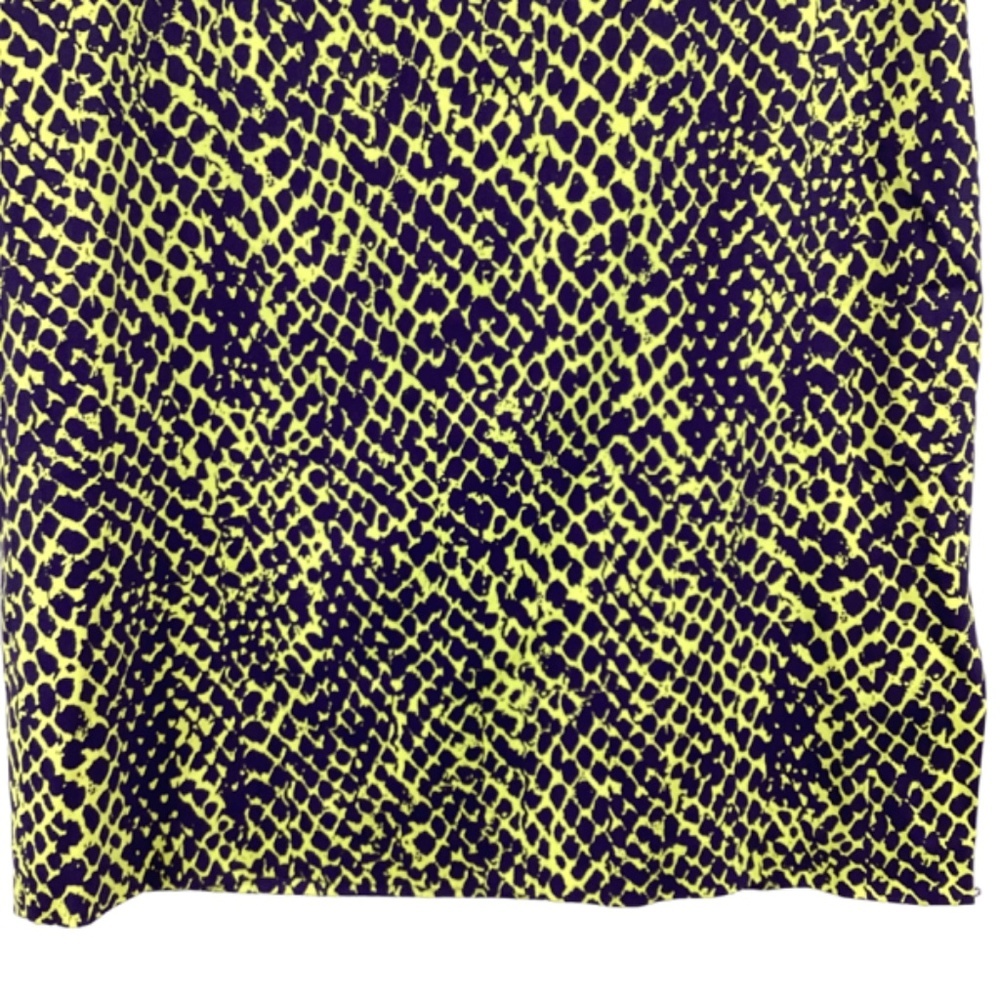 Linda Allard Ellen Tracy Straight Pencil‎ Skirt Size 4 Yellow Purple Snakeskin - Picture 4 of 7